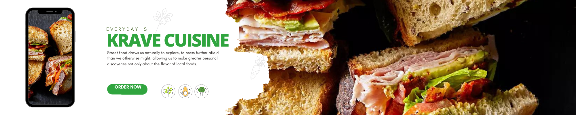 White Street Food LinkedIn Banner (2000 × 400 px)